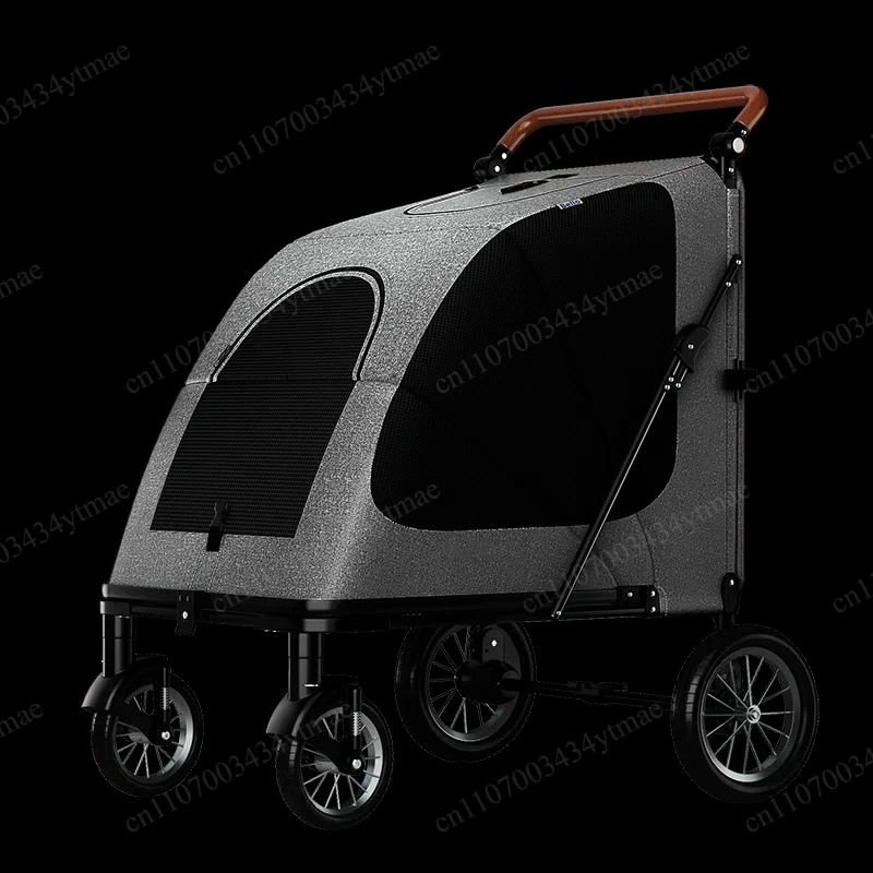 Foldable Pet Stroller For Large Medium Dogs Cats Up To 110lbs Dual Entry Adjustable Handle Travel Carrier