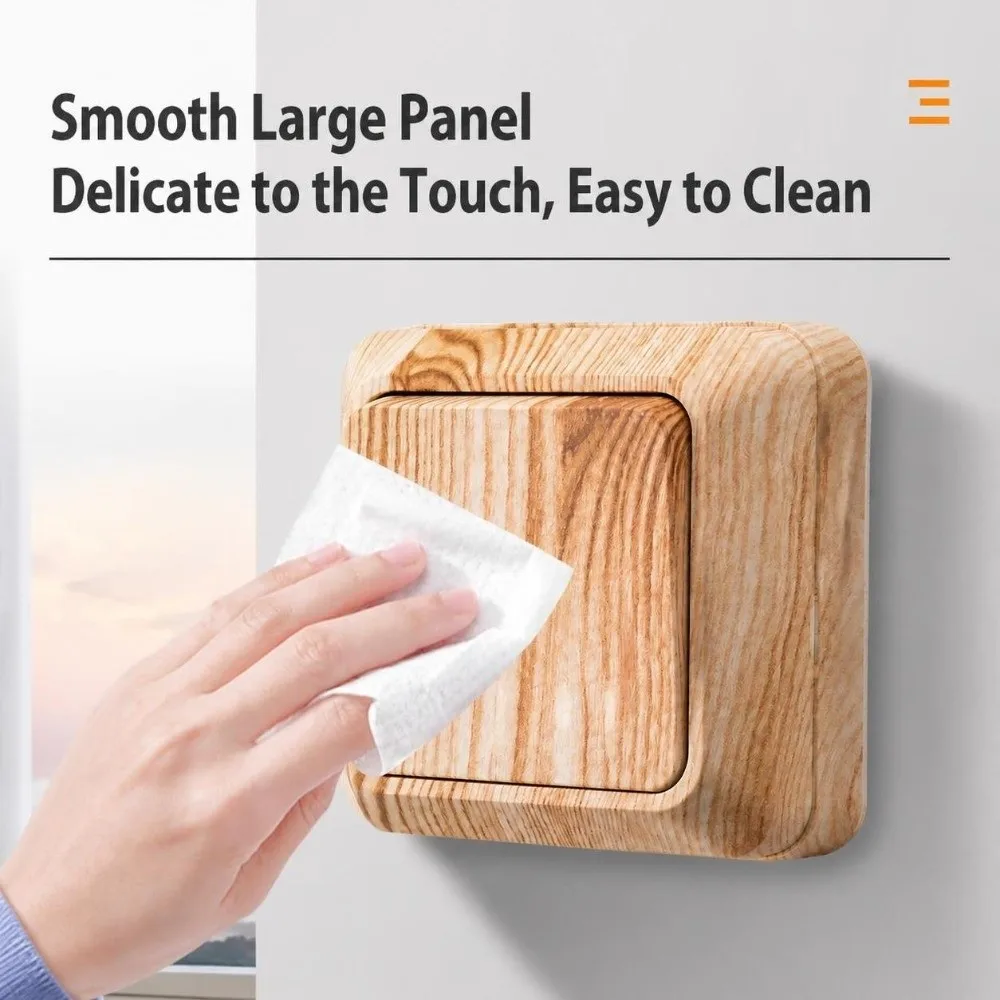 Modern Plastic Wall Switch EU Standard Wood Grain Rocker Light Switch Square EU Socket Home Use
