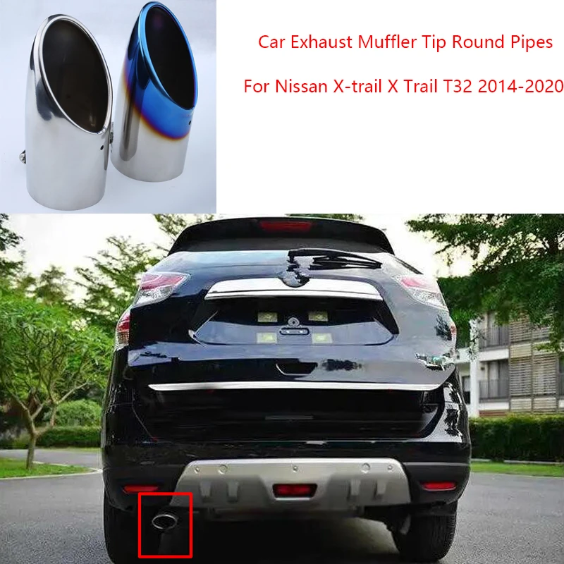 

Stainless Steel Car Exhaust Muffler Tip Round Pipes For Nissan X-trail X Trail T32 2014-2020 Throat System Accessories