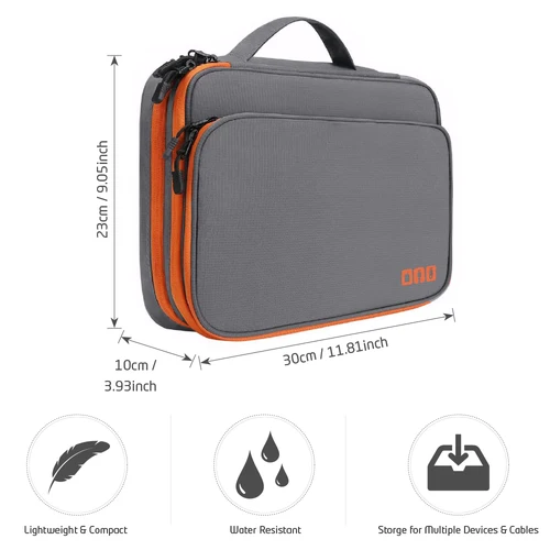 Imagen 2 del producto Organizador de accesorios electrónicos, bolso de almacenamiento con bolsillo frontal, organizador de cables de viaje, estuche de gran capacidad para cargador, cables