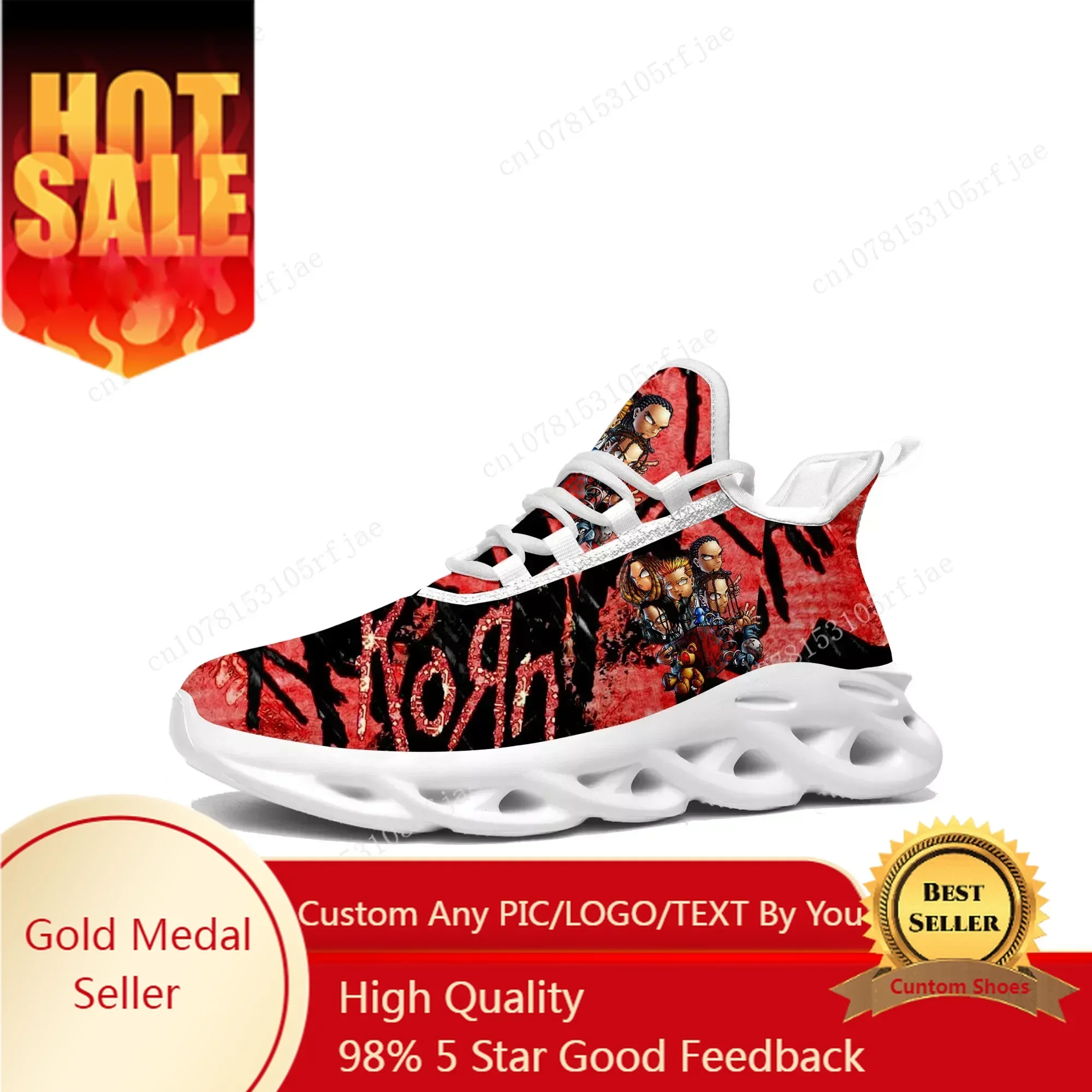 

Korn Rock Band Flats Sneakers Mens Womens Sports Running Shoe Robert Smith Sneaker Lace Up Mesh Footwear Tailor-made Shoe White