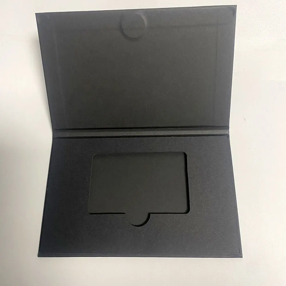 Caja de tarjetas de regalo de papel Kraft negro, paquetes de tarjetas de visita con ranura eva y Cierre magnético, 5 piezas