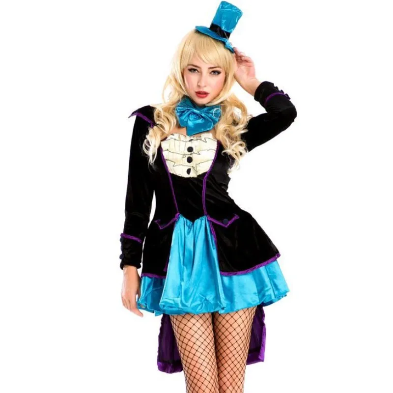 Alice in Wonderland women Laides Robin Hood Costume Mad Hatter Hens Party Fancy Dress suit British Fiction Dress headwear hot