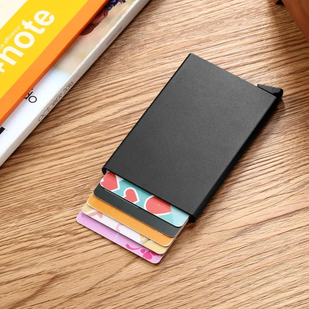 Anti-theft ID Credit Card Holder Porte Carte Thin Aluminium Metal Wallets Pocket Case Bank Women Men Credit Card Box