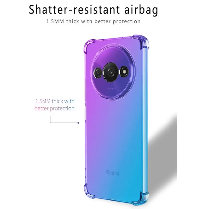 Gradient Airbag TPU Case for Xiaomi Redmi A3 4G Protective Shockproof Cover Fundas Coque Capa