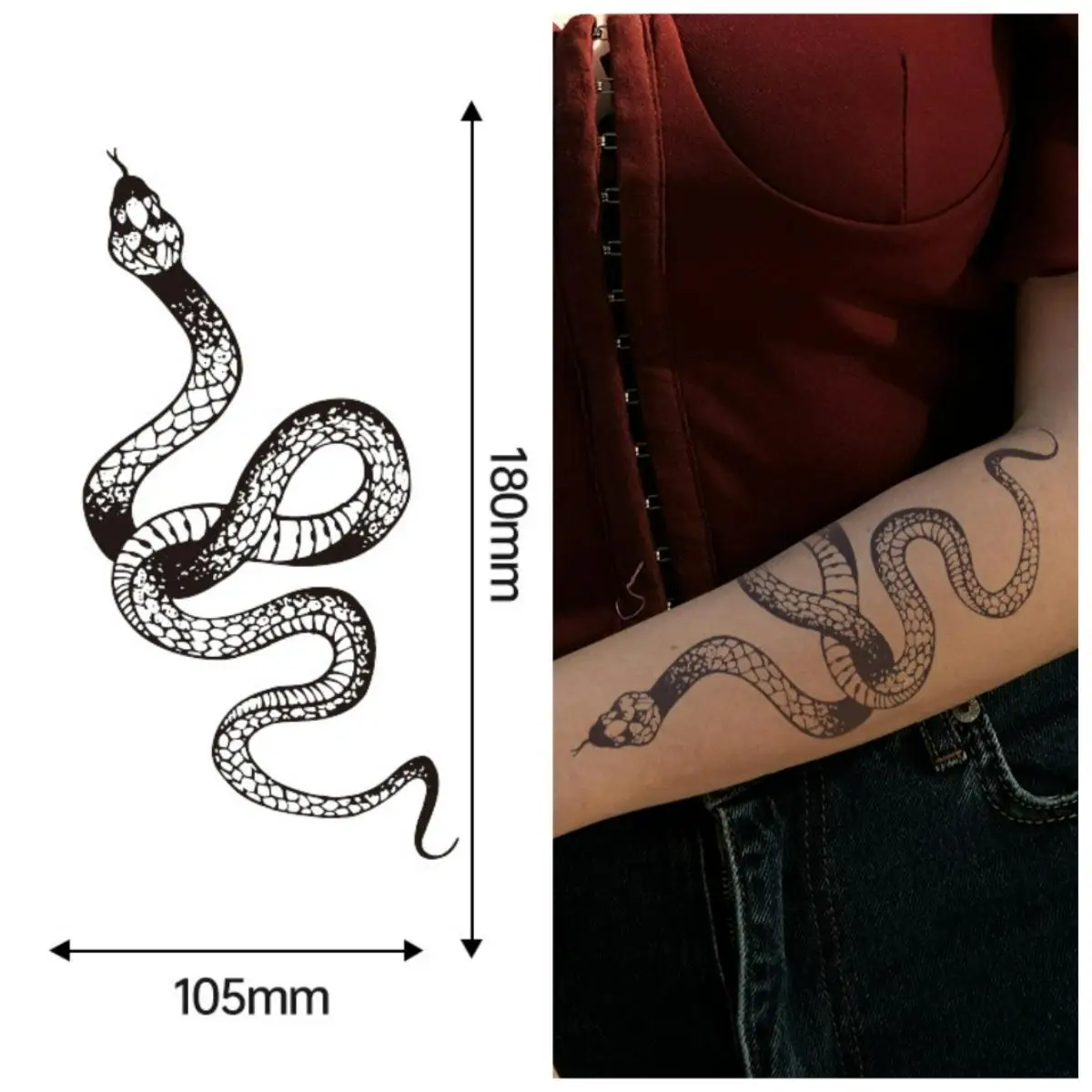 

Spiritual Snake Temporary Tattoos,Tattoo Stickers,Waterproof Long-Lasting 15 Days,Semi-Permanent Fake Tattoo,body art Men Women