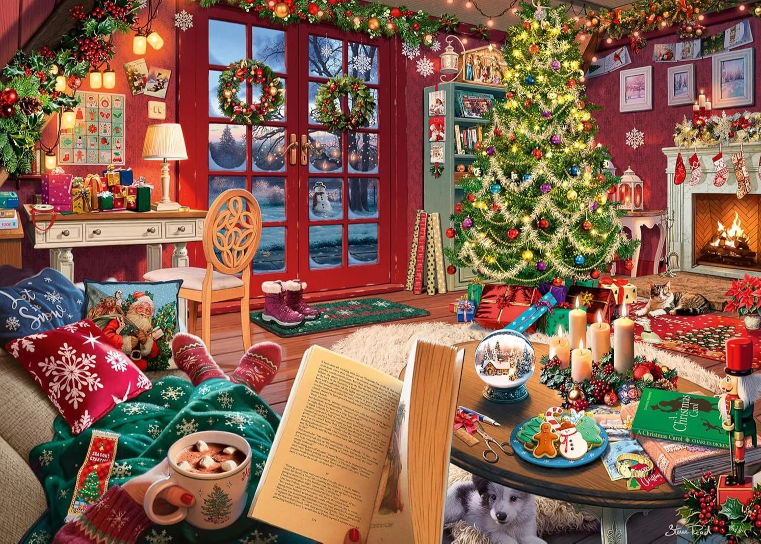 

120/300/500/1000 Piece Cozy Christmas House Wooden Jigsaw Puzzle for Adult Landscape Puzzle Educationa Toy Game Nights Fun