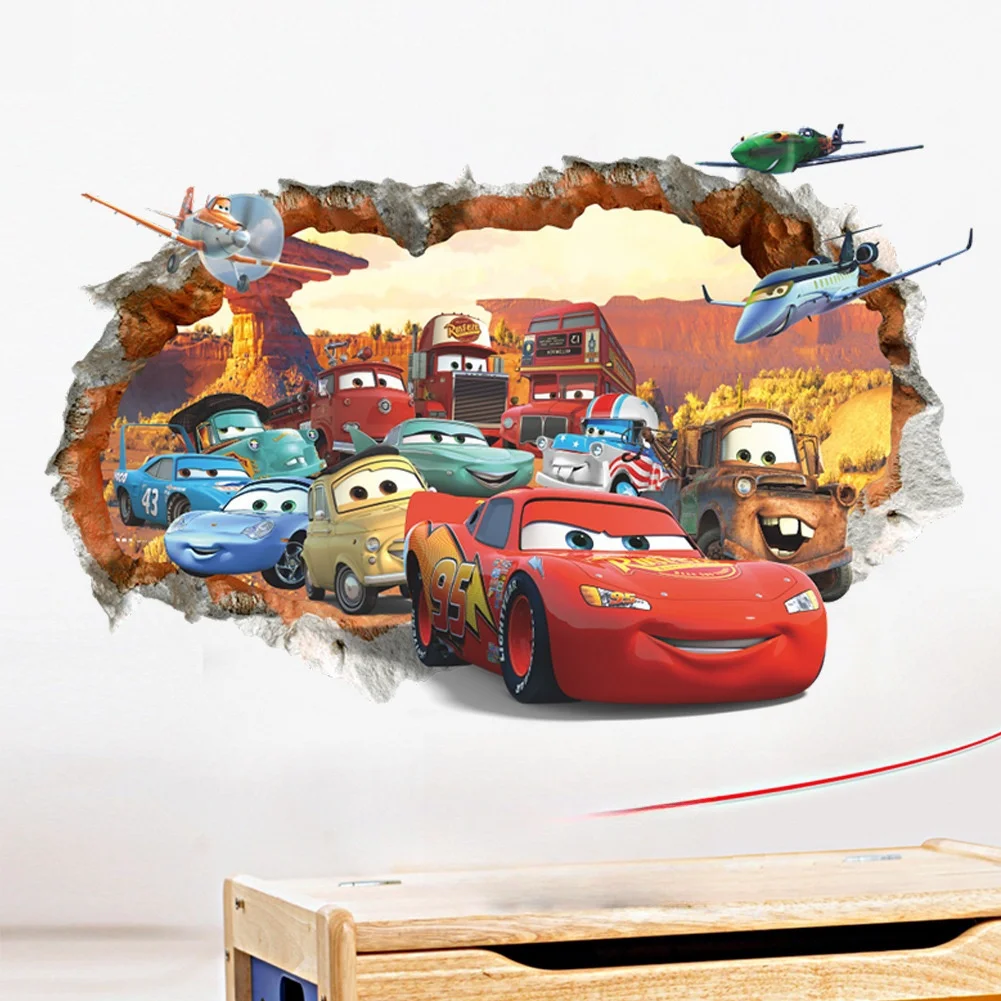 

New Children's Room Bedroom Decoration Wall Stickers 3D Wall Penetrating Car Mobilization Waterproof Removable Stickers