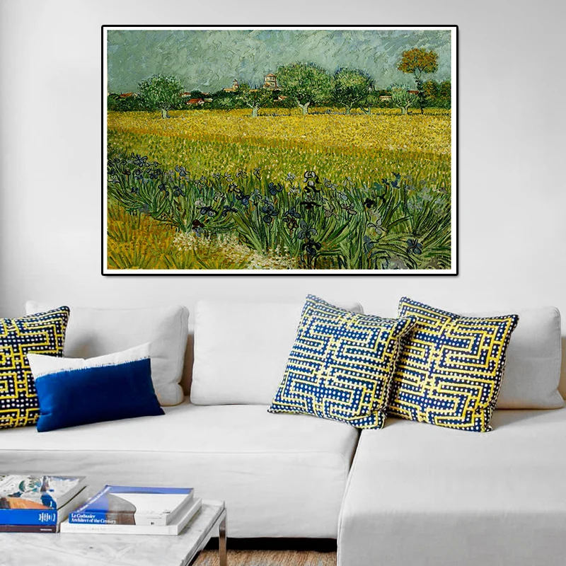 Van Gogh Field with Flowers near Arles Paintings Print Canvas Home Decorative Pictures Wall Art For Living Room Bedroom Decor