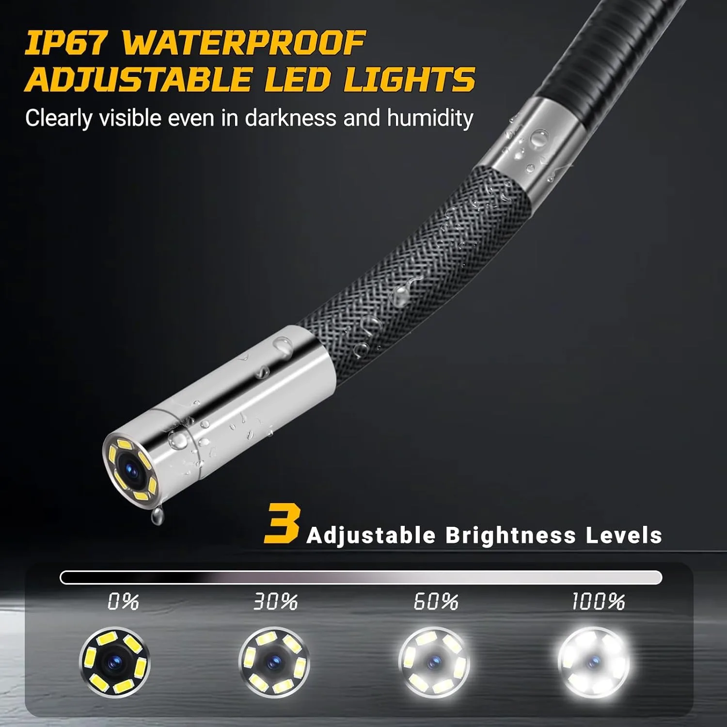 360° Two-way Rotation Industrial Borescope 2MP HDEndoscope with 6 LEDS 6.2mm HD 1080P 1-2m Cable image 5