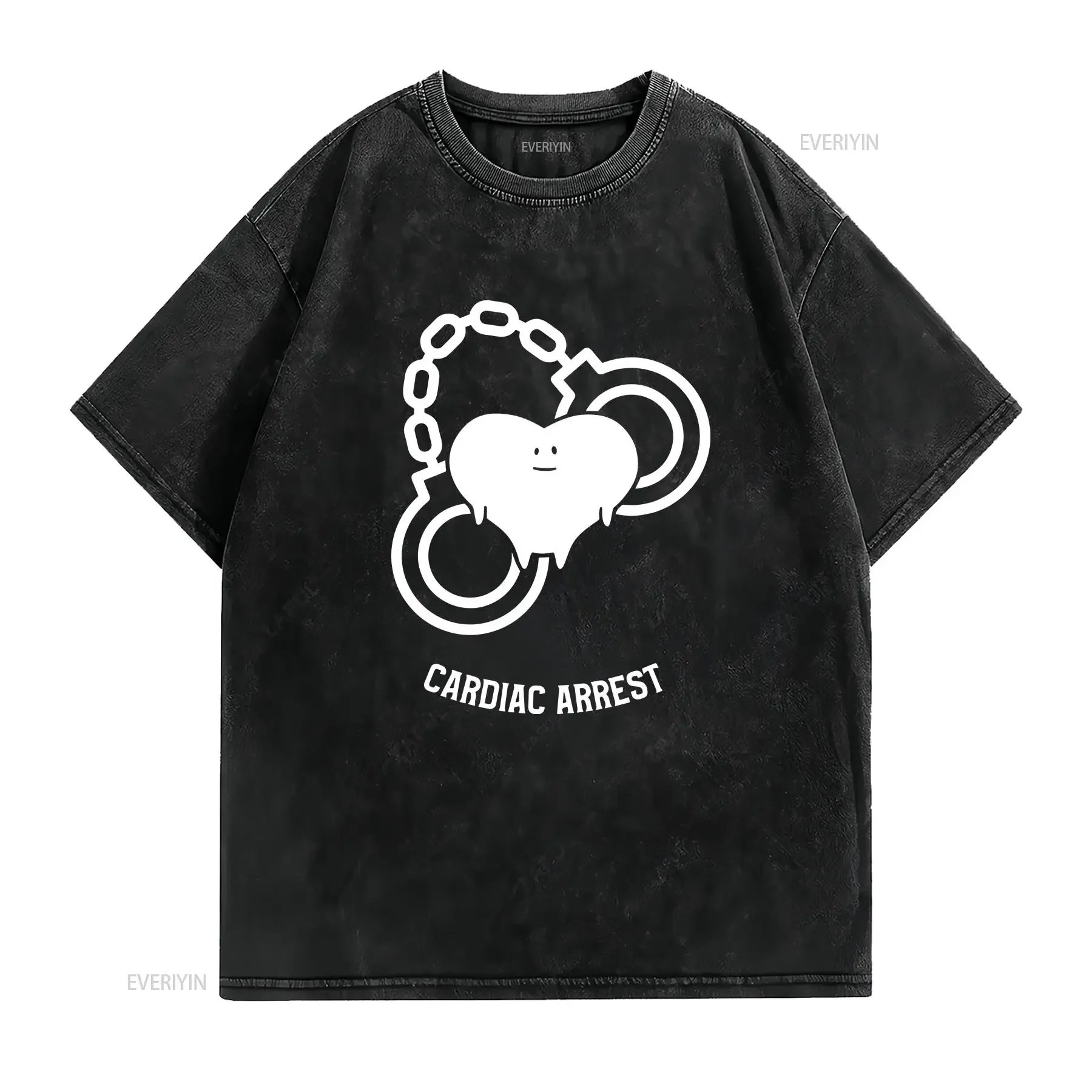 Cardiac Arrest T Shirt Hearts Love Puns of Fun Design Men and Women  vintage Washed Slightly Stretched homme Versatile
