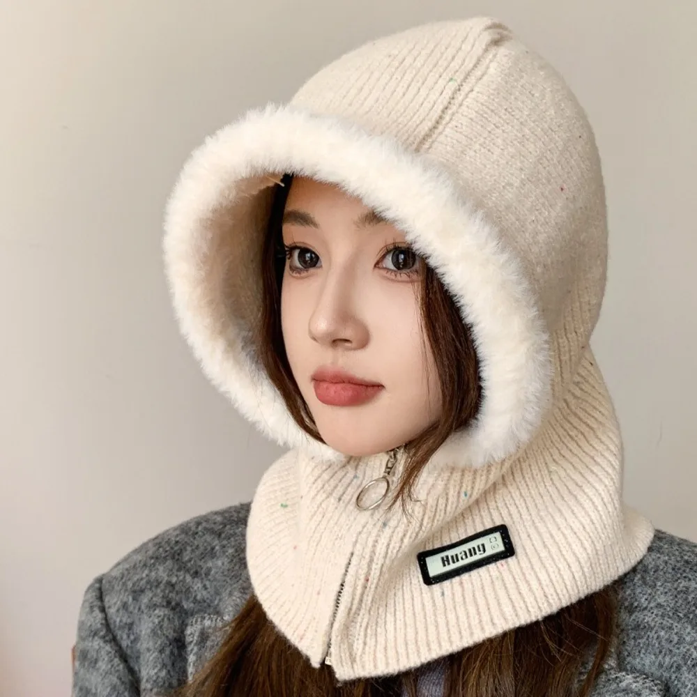 New Korean Winter Hat Hat and scarf integrated Christmas Gift Plush Hats Bucket Hat Thickened Keep Warm Ear Protection