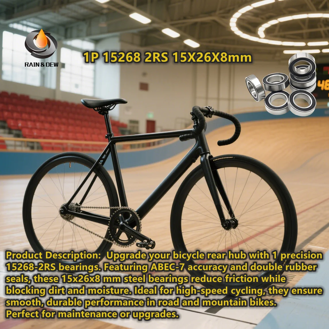 

1PCS 15268 2RS Bicycle Rear Hub Bearings 15x26x8 mm ABEC-7 Precision Rubber Sealed & Steel Construction