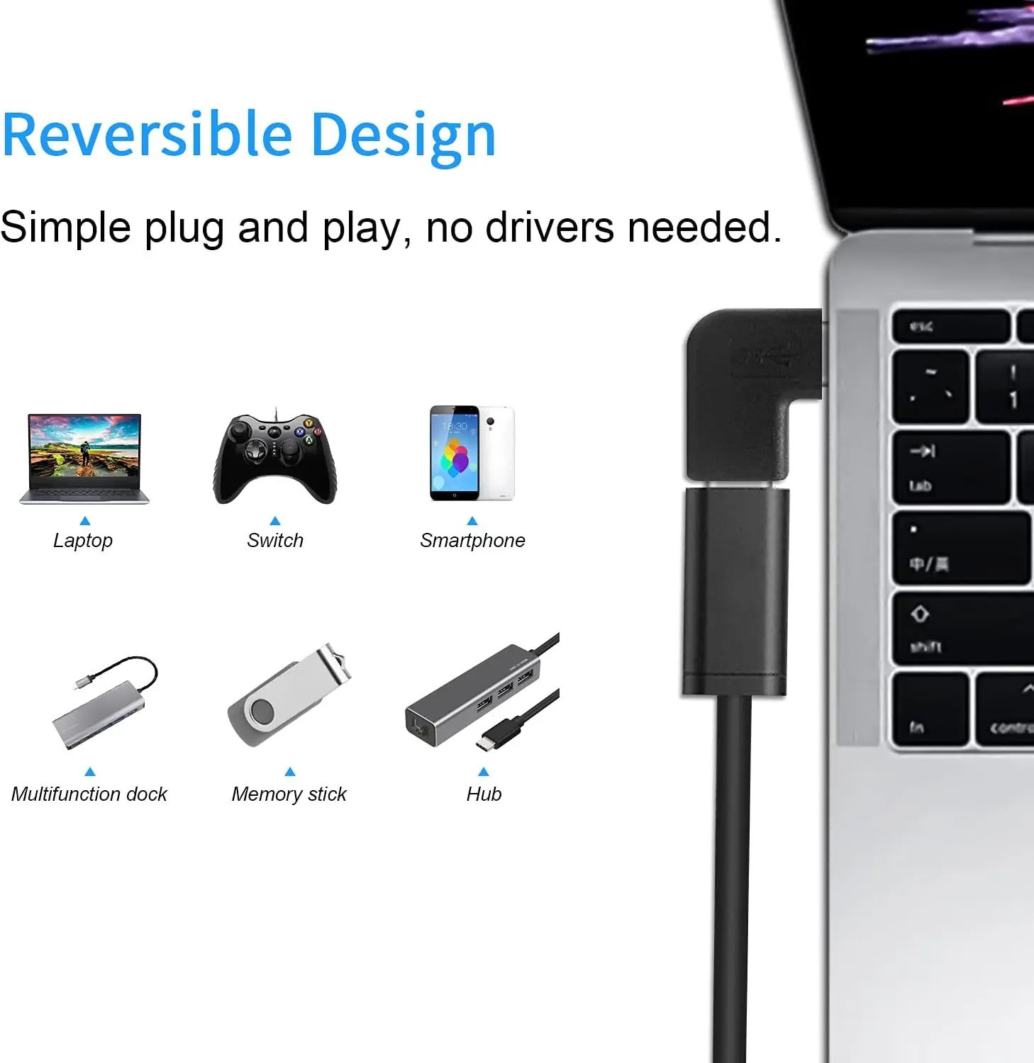 Right Angle Adapter,  90 Degree Adapter 10Gbps, USB 3.1 Type C Male to Female Adapter PD 90 Degree  Adapter  Extender Adapter fo