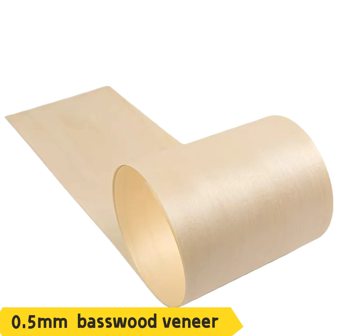 0.5mm  Natural basswood figured Wood Veneer Sheets DIY Crafts, Speaker Cabinet & Interior Decoration