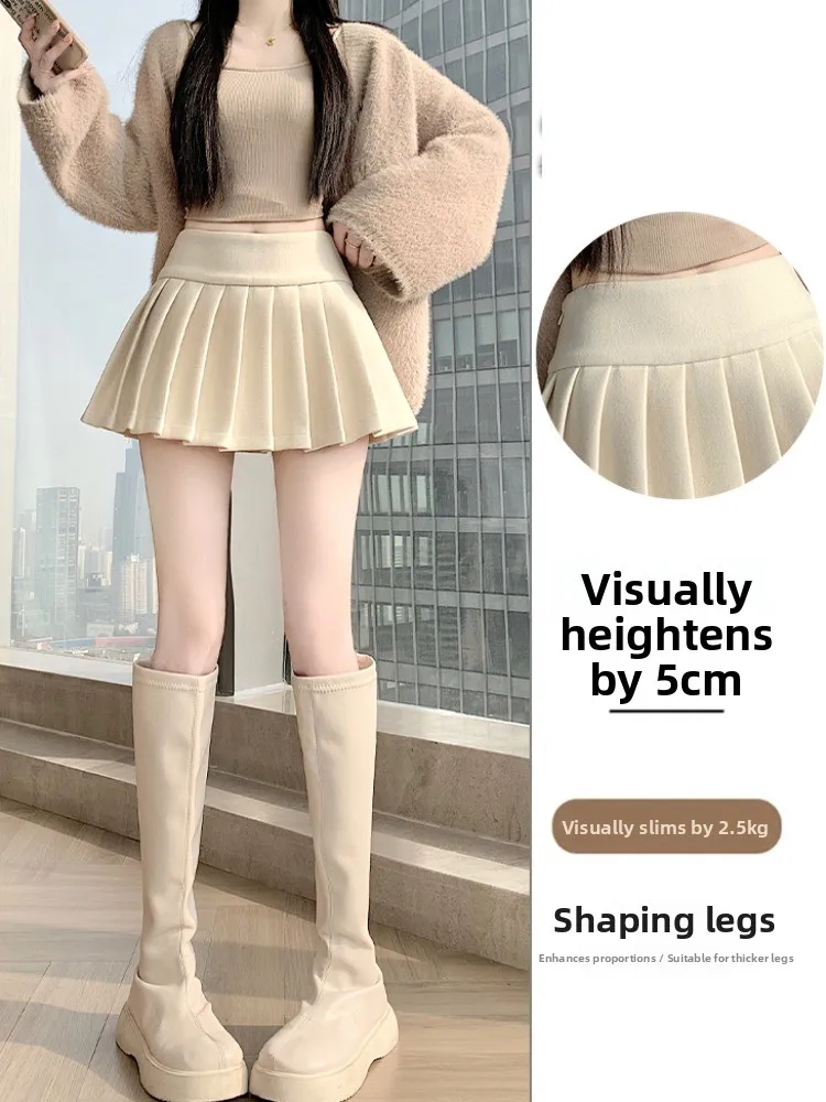 Spódnica z wełny Thiened, z wysokim stanem, z podszewką, zapobiegająca prześwitywaniu, jesienno-zimowa, damska, modna, do pracy, plisowana, elegancka spódnica.