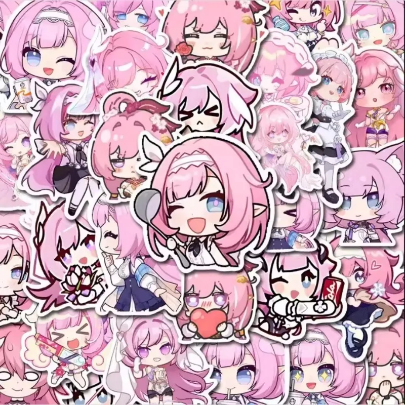 10/58Pcs Anime Game Honkai Impact 3rd Elysia Kawaii Cartoon Expression Stickers Phone Suitcase Skateboard Motorcycle Decal