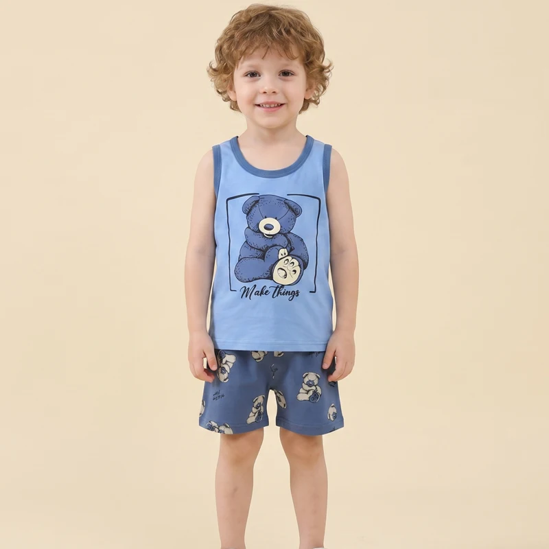 Children Sets Kids Clothes Boys Girls Vest Suit Summer Children's Clothing Baby Cotton T-Shirts Shorts Tank Top Sleeveless