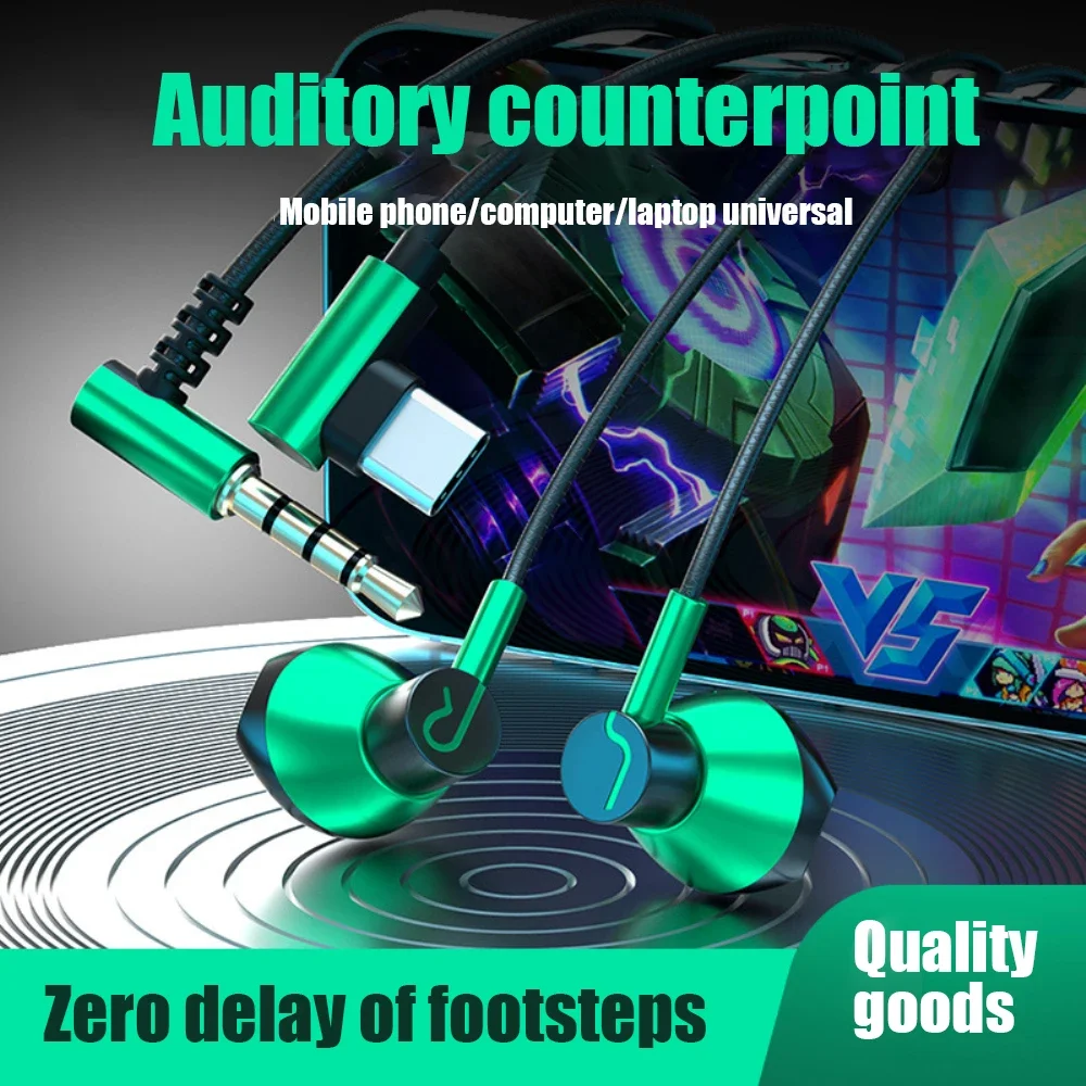 

3.5mm/Type-C High-resolution Stereo Headphones for Mobile Sports Online Control Wired Headphones with Microphone