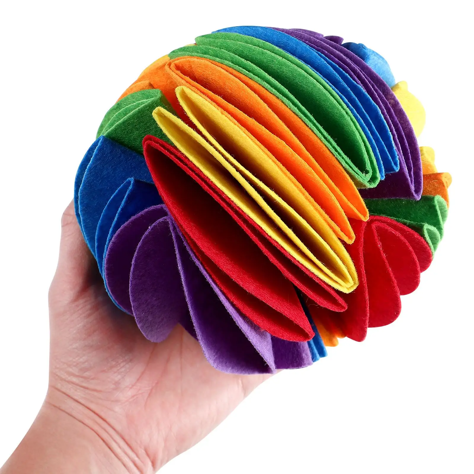 

Pet Snuffle Ball Dog Puzzle Toys Felt Cloth Bright Colors Hide Treats Prevent Boredom Develop Skills Slow Eating Interactive