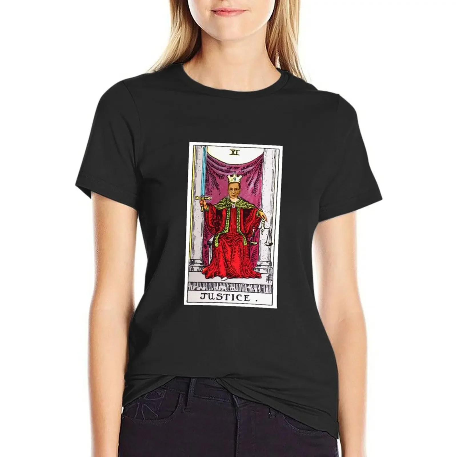 

Justice Tarot Card of Ruth Bader Ginsberg T-Shirt plain summer clothes lady clothes tops clothes for woman