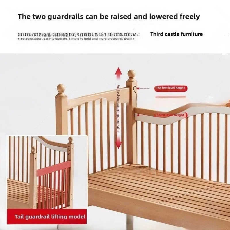 

Детская кроватка-трансформер с широким изголовьем, детская кроватка-манеж из бука, кровать-трансформер