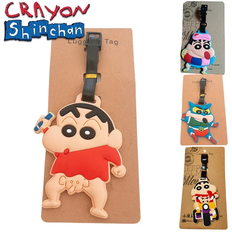 Crayon Shin-chan Luggage Tags Travel Fashion Cute Baggage Name Tags Suitcase Address Label Holder for Bags Portable Card Cover