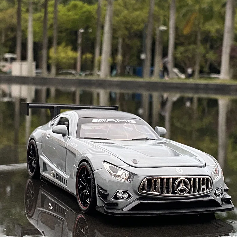 1:24 Benz GT GT3 Alloy Sports Car Model Diecast Metal Toy Vehicles Car Model High Simulation Sound Light Collection Kid Toy Gift