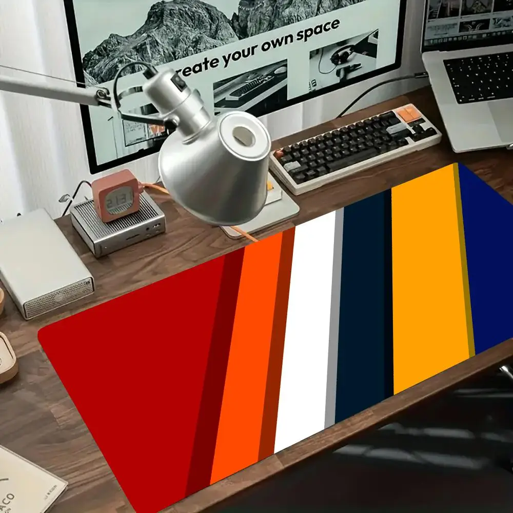 Retro Geometric Diagonal Stripe Large Size Table Mat For Bedroom Learning Laptop Office Desktop Games Mat