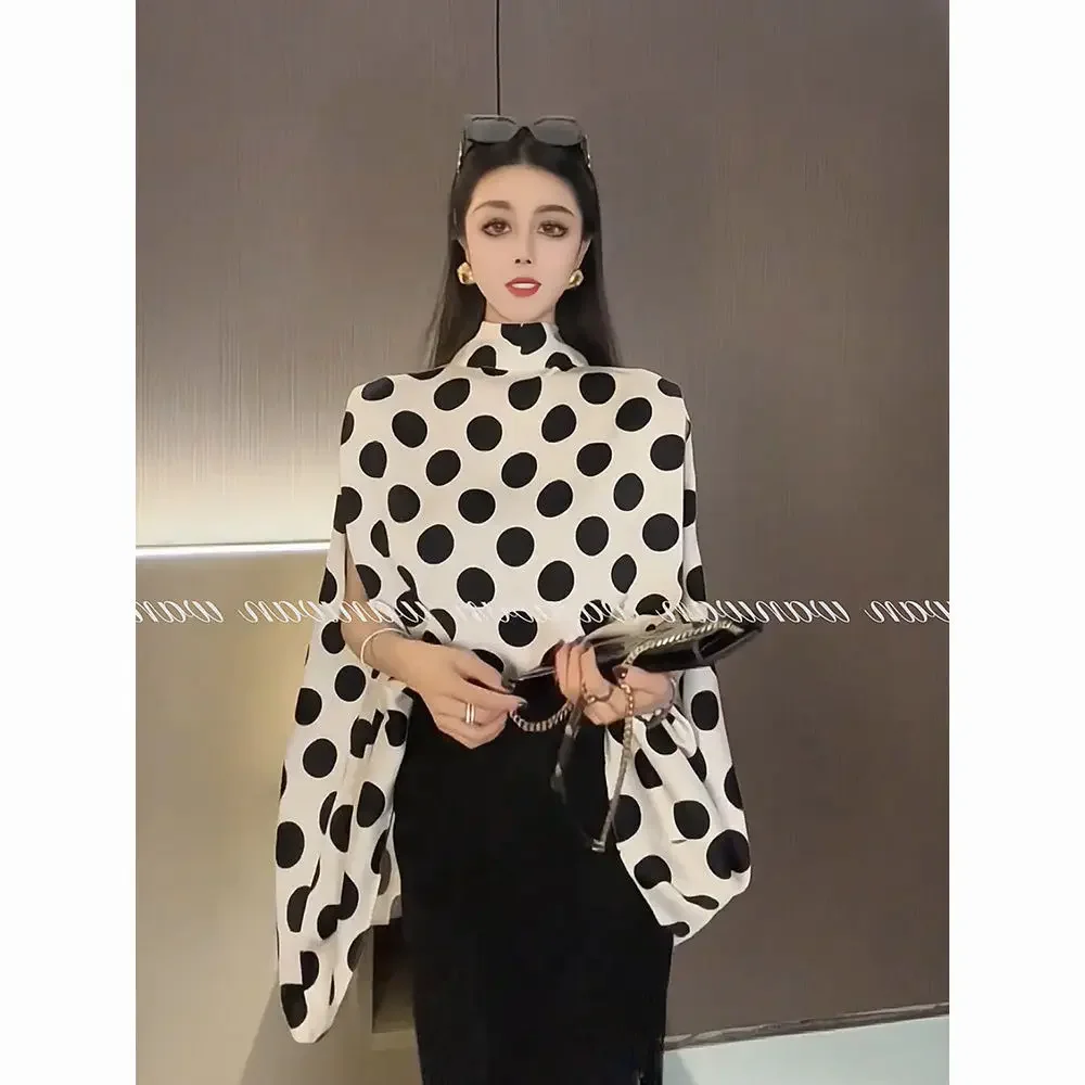 Korejepo French Polka Dot Sleeveless Shirt Women Summer 2024 New Design Sense Niche Chic Straps Foreign Style Shirt Cape Top