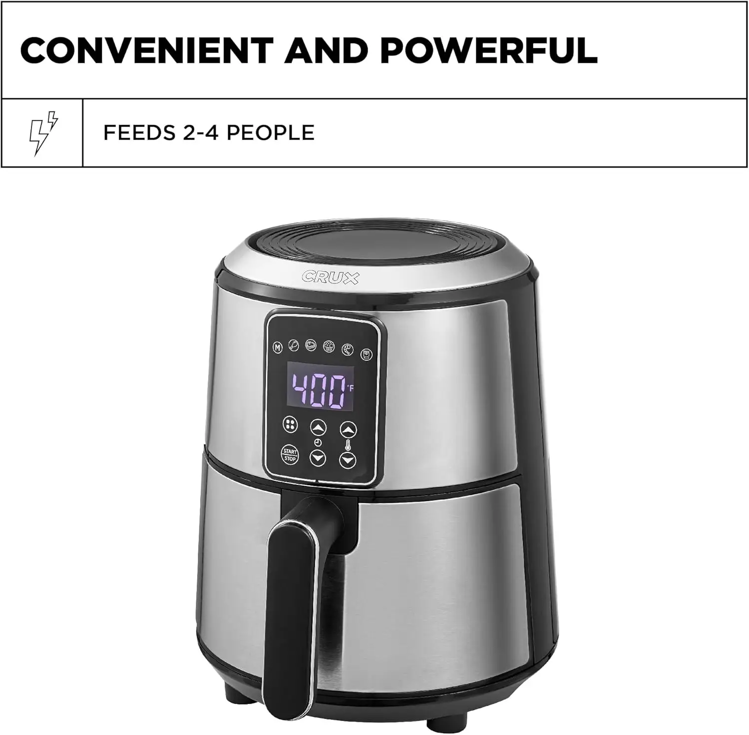 デジタルエアフライヤー3qt、焦げ付き防止鍋、オーブンフライ、高速で健康的、毎回均等に調理された食事、より速く、予熱、油なし、食器洗い機対応