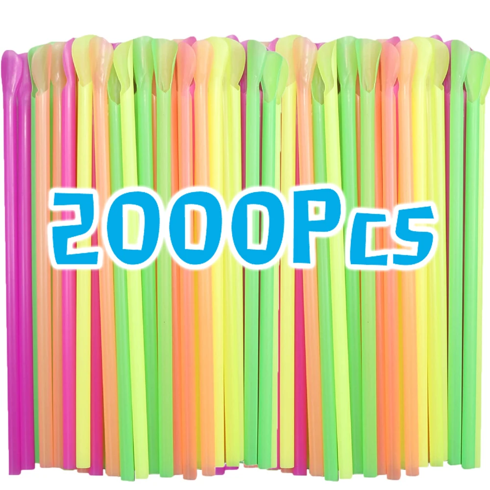 50-2000 قطعة ملعقة ملونة القش ميلك شيك عصير ملعقة المشروبات شرب القش لحفلة عيد ميلاد بار لوازم بالجملة