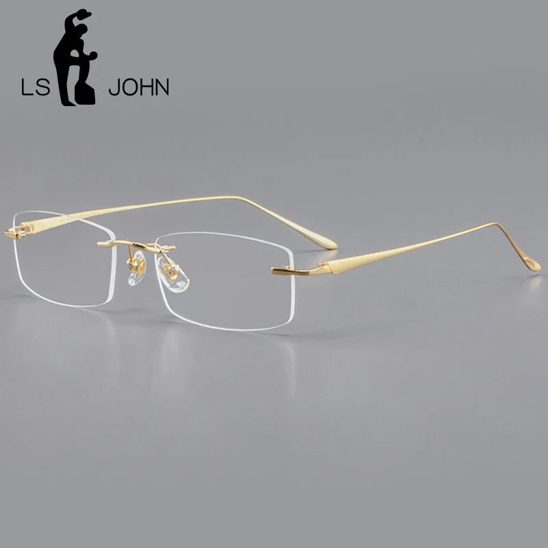 

Square Rimless Glasses Frames Men Titanium Ultralight Luxury Optical Myopia Prescription Eyeglasses Women Korean Brand Eyewear