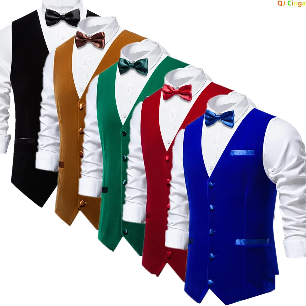 

Мужской жилет без рукавов королевского синего цвета, весна 2026, красный однобортный жилет с V-образным вырезом, для свадьбы/вечеринки/сценических выступлений.