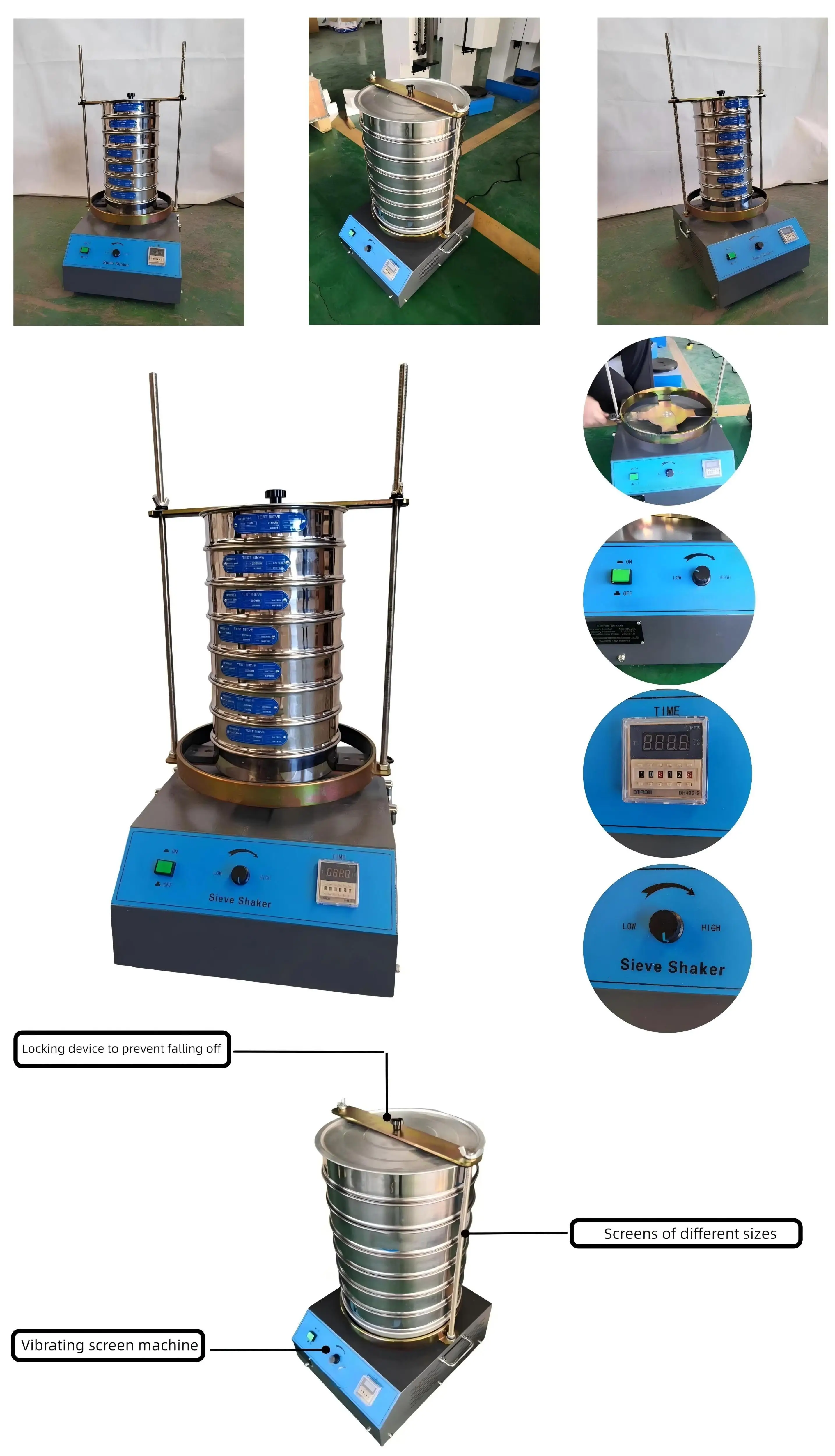 Factory Sale Analytical Mini Sieve Shaker Machine 7 - 9 Layers Powder Screening Equipment