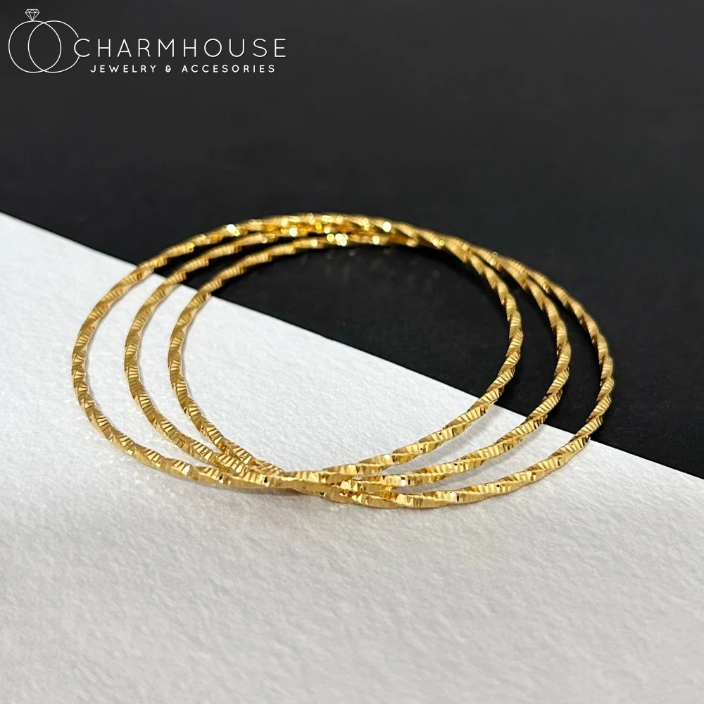 

3PCS/Lot Gold Plated Bangles Sets for Women Stainless Steel 18K Golden 2mm Thin Round Circle Bracelets Simple Jewelry Gifts