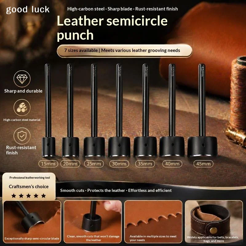 AnswerBasic Series Half-Round Punch Arc-Shaped Clear Sharp Punching Leather Craft Tools Cutter For Belt Strap Wallet Bag End