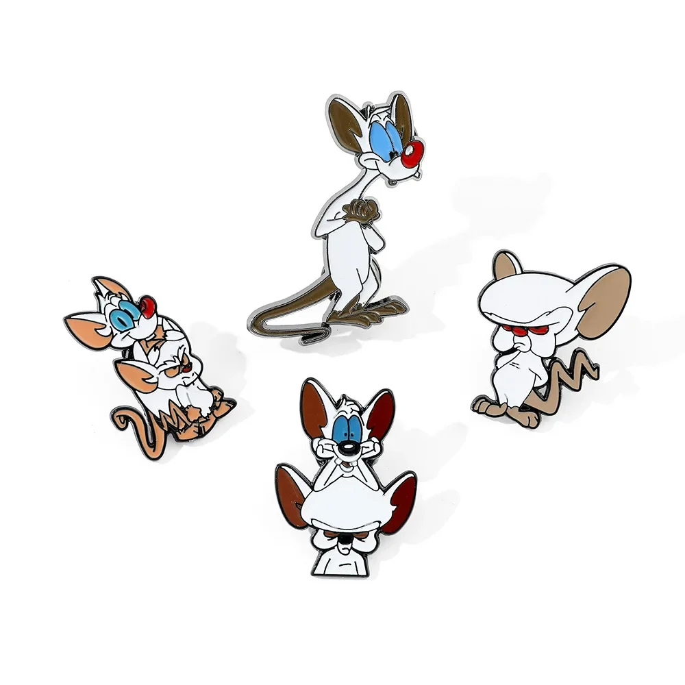 

4 Pcs Cute Kawaii Evil Cat Breast Pin Two Mouse Funny White Cat Enamel Pin Metal Paint Badge Backpack Clothing Accessories