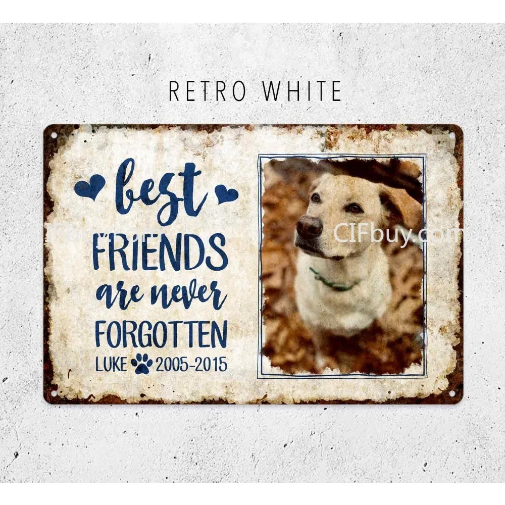 [2D Flat] Custom Pet Memorial Vintage Metal Sign, Personalized Photo Name Year Wall Plaque, Home Decor (Only For Decoration)