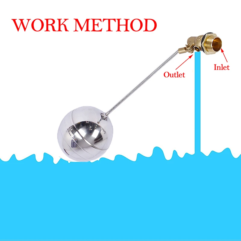 Brass Ball Float Valve Stainless Steel Flow Control Float Sensor Valve Cold and Hot Water Tank Liquid Level for DN15 DN20 DN25