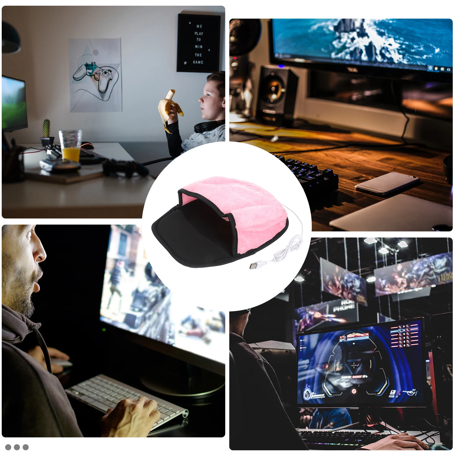 

Heated Mouse Pad USB Warm Mat for Desktop Electric H Warmer Large Space Winter Cute Heating Computer Accessory Gift Soft