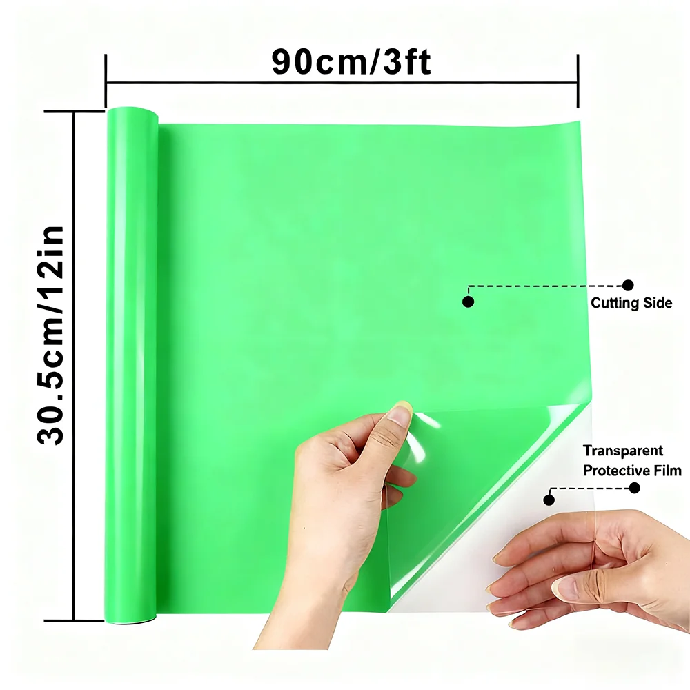 PVC Fluorescent HTV Roll 30cm×90cm DIY Heat Press Film for Apparel/T-Shirts/Hats/Crafts, Vibrant, Easy Cut