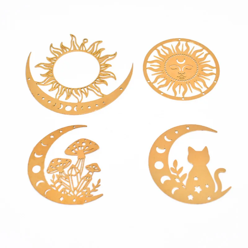Copper Sun Moon DIY Sun Catchers Making Accessories Crystal Suncatchers Wind Chimes Pendant Supplies Hanging Decoration Craft