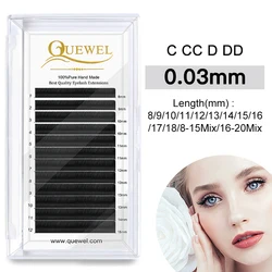 Quewel 0.03mm Eyelash Extensions C/CC/D/DD Curl Eye Lashes Faux Mink Lash Salon Individual Eyelashes Natural Handmade 8-18mm