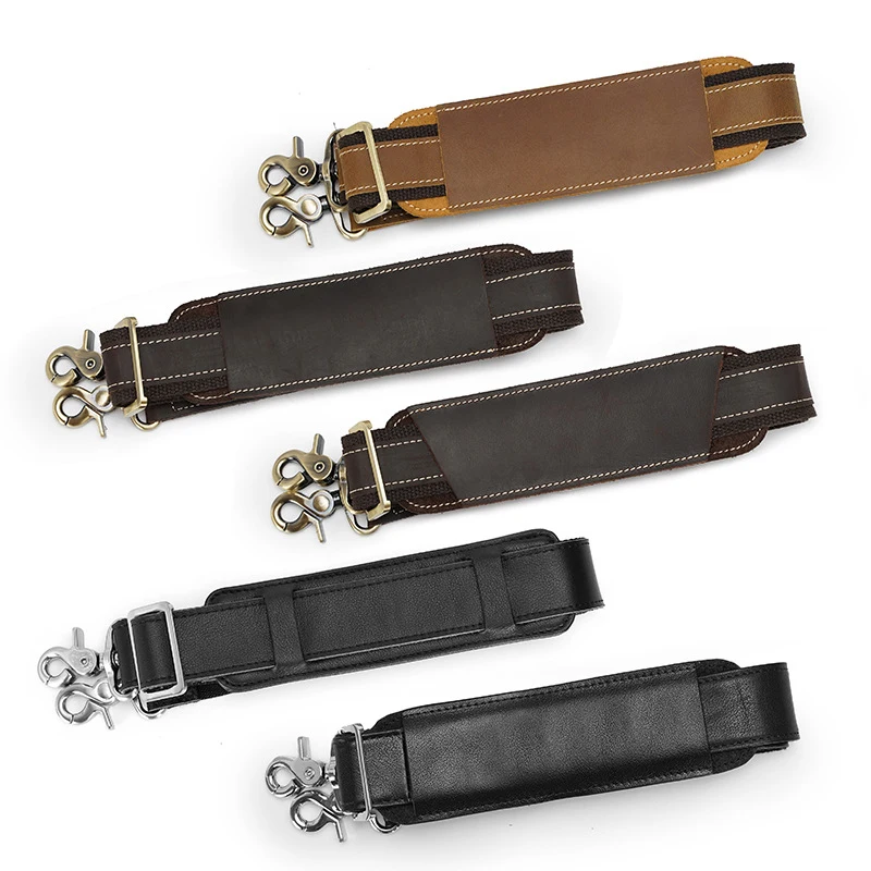 Leather Bag Straps DIY Bag Accessories Parts Replacement Shoulder Belts Handbag Strap Long Bands with Pads Handle Metal Buckle