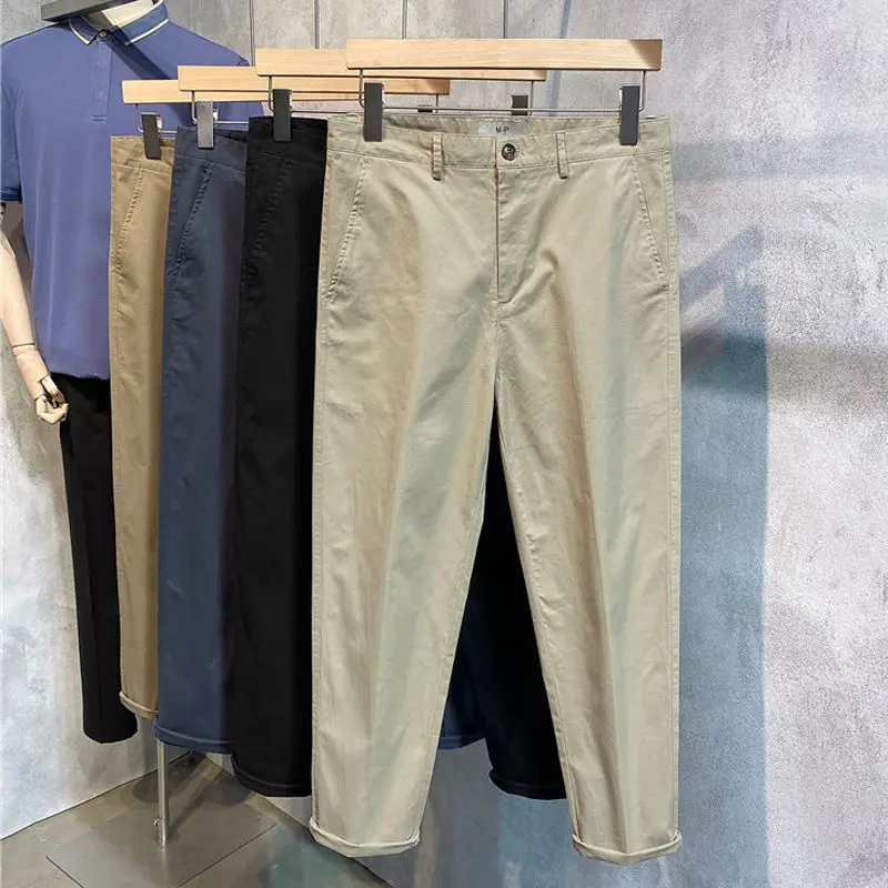 ผ้าฝ้ายฤดูร้อนกางเกงบุรุษบางกางเกงลำลองเกาหลีสเลอเนกประสงค์น้ำหนักเบาแฟชั่นกางเกงเก้าจุด