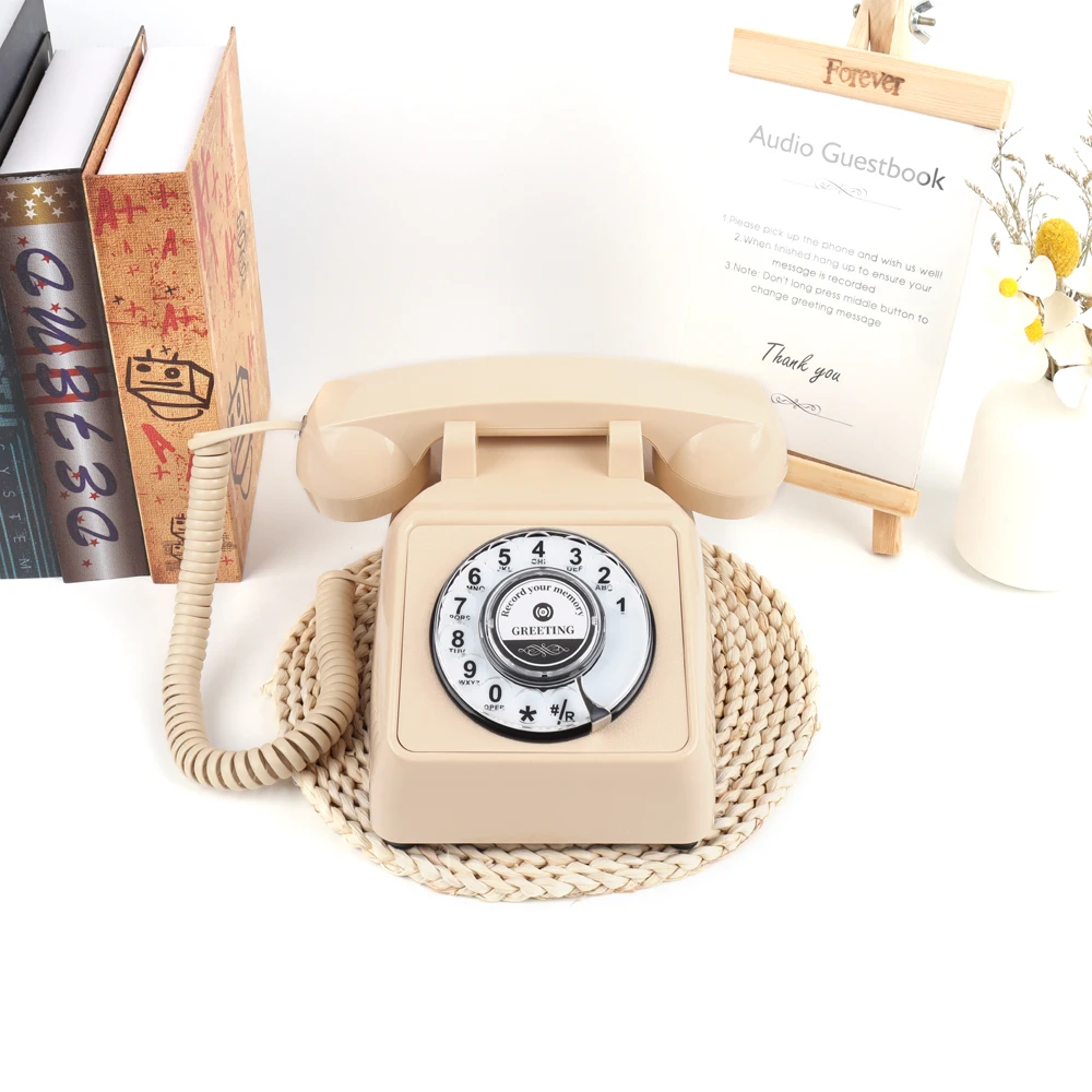 Beige Wedding Audio Guestbook Phone Vintage Wedding Recording Phone Touch Dial Voicemail Guest Phone