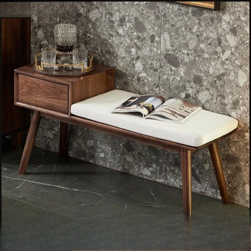 Design Furniture New Solid Wood Bench North American Black Walnut Bench Change Shoe Bench Multifunctional Pump
