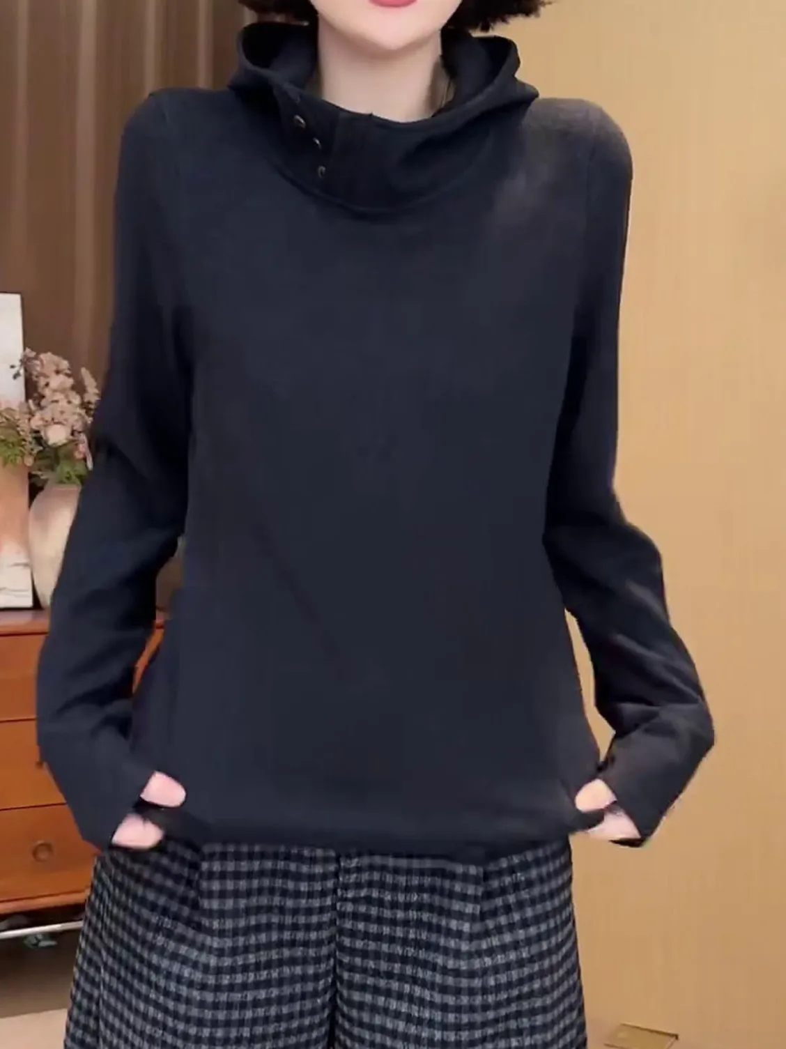 

Корейская повседневная толстовка из чистого хлопка для женщин, приталенная, весенняя, больших размеров, модная, универсальная, стройнящая модель