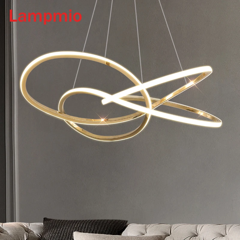 

Lampmio Luxury 80CM Golden Pendant Light For Dining Modern 60CM Hanglamp Sitting Room Art DECO Restaurant Bar Lamp